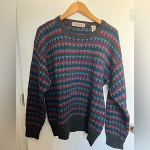 Vintage John Ashford Shetland Wool Sweater • Fair Isle Stripe • Made in Scotland
